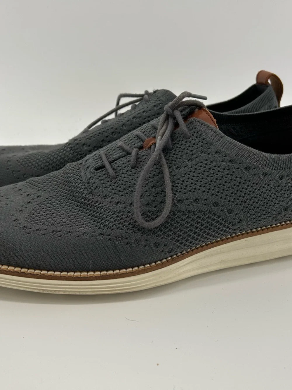 Cole Haan Men's Charcoal Knit Wingtip Oxfords